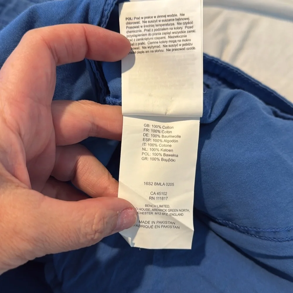 Bench Chino Shorts‎ Men's 36 Blue 100% Cotton Drawstring Multipurpose City